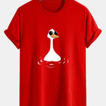 Regular Fit Sunglasses Goose Print Cotton T-Shirt