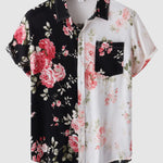 Men's Hawaiian floral patchwork short-sleeved shirt casual pants set