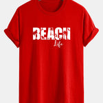 Regular Fit Beach Life Print Cotton T-Shirt