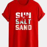 Regular Fit Sun Sand Palm Tree Print Cotton T-Shirt