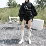 Drawstring Lantern Collar Dress