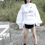 Drawstring Lantern Collar Dress