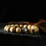 Buddha Stones Tibet Peach Wood Lotus Cinnabar Bagua Yin Yang Luck Wealth Bracelet