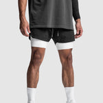 Men's Sports Fake Two-piece Double-layer Multi-pocket  Drying Sweat-wicking Breathable Causal Running Fitness Shorts