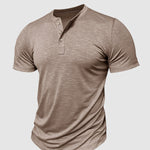 Men's solid color casual henley short-sleeved polo