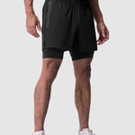 Men's fake two-piece multi-pocket quick-drying sports shorts