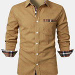 Corduroy Plaid Panel Button Up Shirt
