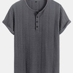 Short Sleeve Jacquard Half Open Collar T-Shirt