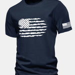 Regular Fit American Flag Print Cotton T-Shirt