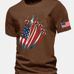 Regular Fit Fighter Jets USA Flag Print Cotton T-Shirt