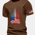 Regular Fit Fighter Jets With USA Flag Print Cotton T-Shirt