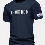 Regular Fit American Flag Freedom Print Cotton T-Shirt