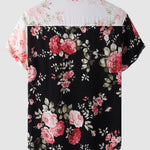 Men's Hawaiian Floral Patchwork Short Sleeve Shirt