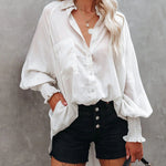 Zeagoo Zeagoo Button Up Shirt Long Sleeve Lapel Striped Casual Oversized Top