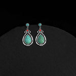 Buddha Stones Tibet Vintage Turquoise Waterdrop Strength Drop Dangle Earrings Clips