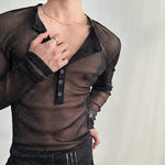 Glittery Sheer Long-Sleeved T-Shirt