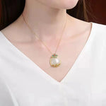 Buddha Stones White Jade Red Agate Flower Blessing Luck Necklace Pendant