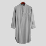Button Solid Arabian Nightgown Shirt