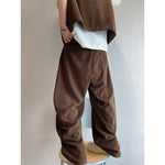 Retro Corduroy Ribbon Curved Pants