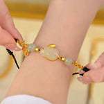 Year of the Rabbit Red Agate Jade Bunny Confidence String Bracelet