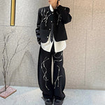 Beaded Shoulder Pad Suit Jacket