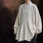 Loose Cotton Cross Front Hanfu Kimono Cardigan
