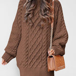 Zeagoo Women's Crewneck Long Sleeve Loose Oversized Cable Knit Chunky Pullover Short Sweater Dresses