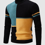 Men's ColorBlock Stand Collar Crew Neck Sweater