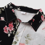 Men's Hawaiian Floral Patchwork Short Sleeve Shirt Swimming Shorts Set