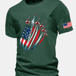 Regular Fit Fighter Jets USA Flag Print Cotton T-Shirt