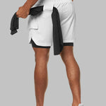 Men's fake two-piece large pocket quick-drying sports shorts