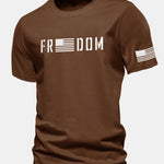 Regular Fit American Flag Freedom Print Cotton T-Shirt