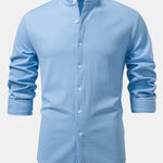 Long Sleeve Muscle Fit Ribbed Stand Collar Shirt & Straight Leg Ribbed Pants