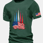 Regular Fit Fighter Jets With USA Flag Print Cotton T-Shirt