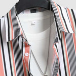 Men's color blocking striped printed casual shirt shorts set