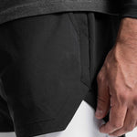 Men's Sports Fake Two-piece Double-layer Multi-pocket  Drying Sweat-wicking Breathable Causal Running Fitness Shorts