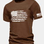 Regular Fit American Flag Print Cotton T-Shirt