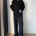 Shoulder Cutout Hem Split Bottom Shirt