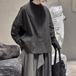 Womenâ€˜s Stand-up Collar Long-sleeved Loose Casual Base Shirt
