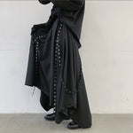 Webbing Irregular Oversized Wide-leg Culottes Hakama Pants