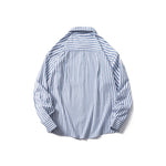 Striped Drop Shoulder Lapel Long Sleeve Shirt