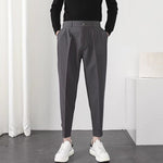 Slim-Fit Tapered Dress Trousers with Fluid Drape
