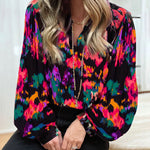 Zeagoo Zeagoo Bubble Sleeve Lapel V Neck Print Chiffon Shirt for Women Casual Business Work Office 2026 | Under $40