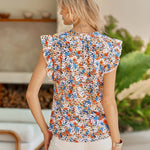 Zeagoo Women's Casual Print Ruffle Sleeve Summer Tops