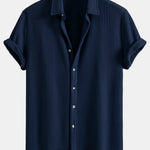 Waffle Button Up Shirt & Drawstring Knitted Waffle Pants