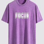 Focus Slogan Print Relax Fit Washed Distressed T-Shirt