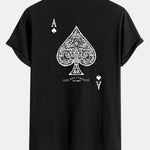 Ace Of Spades Print Cotton Arc Hem T-Shirt