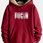 Focus Print Teddy Lined Hoodie