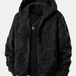 Checkerboard Teddy Zip Up Hoodie