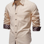 Contrast Paisley Print Linen Look Shirt & Straight Leg Linen Pants